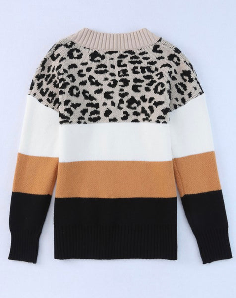 Veronica Leopard Color Block Sweater