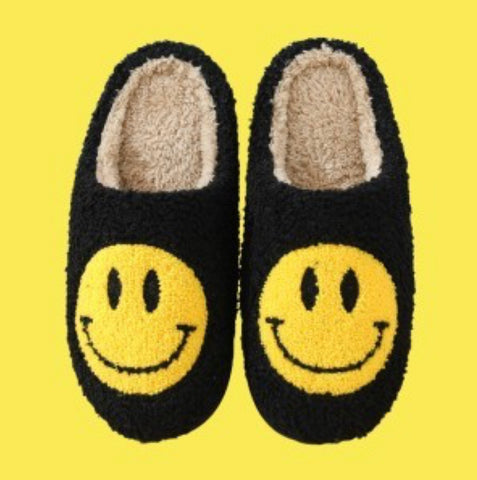 Black Happy Face Slippers