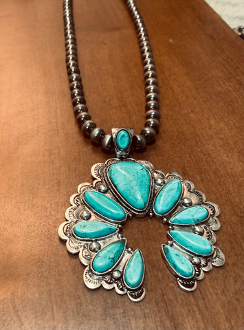 Chunky Teal Long Necklace